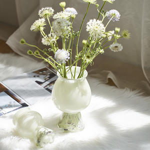 Jarrón Medieval Mini de Alta Gama, Estilo Crema, Jarrón Alto, Decoración para el Hogar, Adornos Florales, Jarrón de Cristal Artístico - Product Image 1