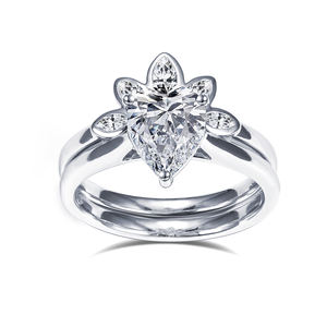 Anillo de Diamante Cultivado en Laboratorio en Oro Blanco PT950 MSR-1528 de Messi Jewelry para Mujer - Product Image 1