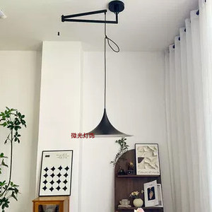 Lampada a Sospensione per Ristorante in Alluminio a Spettro Completo Orientabile, Lampada Danish Horn, Lampada Minimalista a Braccio Orientabile a Cappello da Mago per Studio - Product Image 2