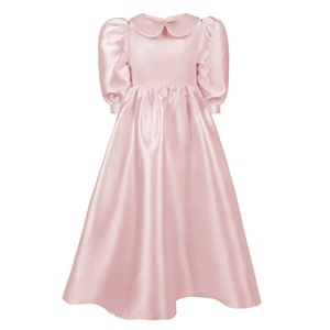 Vestidos de Niña de las Flores Blancos Personalizados para Bodas, Media Manga, Satén, Largo hasta el Suelo, Sencillos y Elegantes, <span class=keywords><strong>Vestido</strong></span> de <span class=keywords><strong>Primera</strong></span> Comunión para Niñas - Product Image 4
