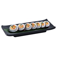 Vaisselle de restaurant Assiette rectangulaire noire de 9 pouces pour servir le sushi Écologique en mélamine de qualité alimentaire