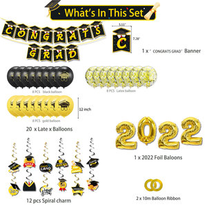 Conjunto <span class=keywords><strong>de</strong></span> decoración para fiesta <span class=keywords><strong>de</strong></span> graduación, sombrero <span class=keywords><strong>de</strong></span> Doctor, bandera, globo con abalorio en espiral, ceremonia <span class=keywords><strong>de</strong></span> graduación, <span class=keywords><strong>2022</strong></span> - Product Image 3