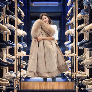 PASUXI 겨울 여성용 울 재킷 롱 헤어 칼라 벨벳 통기성 따뜻한 지퍼 클로저 폭스 퍼 캐주얼 아우터웨어 코튼 로고 - Product Image 2