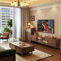 Luxuriöses, Modernes, Umweltfreundliches, Anpassbares TV-Schrank- und Couchtisch-Set aus Massivholz mit Stauraum für Wohnzimmer-Möbel