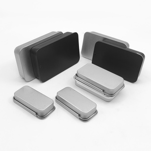 Boîtes de rangement rectangulaires en métal noir mat personnalisées avec logo imprimé, pour bonbons, boîtes coulissantes pour aliments - Product Image 1