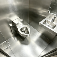 WC mural monobloc moderne en acier inoxydable 304 avec fonction anti-collision et chasse d'eau par gravité pour toilettes, prisons et centres de détention