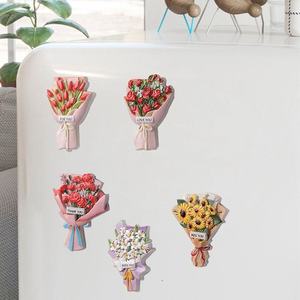 Pegatinas Magnéticas 3D Simulación Girasoles y Rosas para Decoración del Hogar, Recuerdos y Refrigerador - Product Image 1