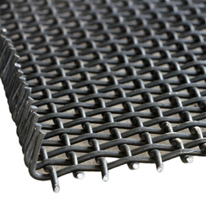 Maille en acier au manganèse <span class=keywords><strong>noir</strong></span> personnalisée, tissée, pour criblage de charbon, maille ondulée, tamis en acier pour concasseur, découpe et soudage - Product Image 1