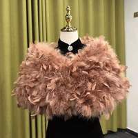 Châle d'hiver en fourrure et plumes d'autruche pour femmes, collection, chaud, personnalisé et élégant, pour banquet, châle à épaule, plume d'autruche