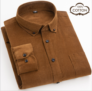 Chemise en flanelle à manches longues pour hommes grande taille en gros, personnalisée, décontractée, unie, respirante, en coton et élasthanne, 240g, saison printemps - Simple - Product Image 6
