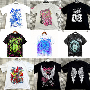 Vendita Diretta di Fabbrica: T-Shirt Estive Casual a Maniche Corte in Puro Cotone con Stampa Serie Inferno e Stelle, per Uomo e Donna - Product Image 1