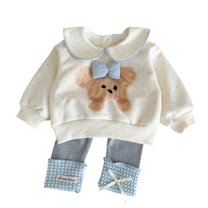 Girls' Autumn Sweatshirt And Leggings Set With Bear Print Breathable Two Piece Outfit For Baby Girls - Product Image 4