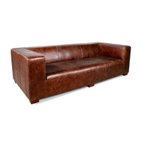 Echtes Leder Dreisitzer-Ecksofa |   Moderne Europäische Industrielle Luxus-Wohnzimmermöbel |   Massivholzrahmen Akku-Kunstwerk