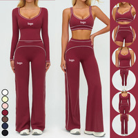 ZC7028 Vêtements pour femmes, débardeur de sport, pantalon ample, blocage des couleurs, soutien-gorge de sport, vêtements de sport, vêtements de sport, vêtements de yoga, ensembles de yoga 6 pièces