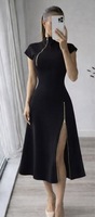 Robe trapèze vintage ajustée pour femme BR6778, collection été 2026, avec fente zippée et taille cintrée, en stock