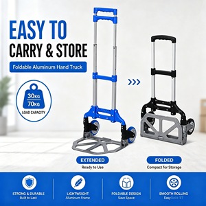 Light Black Aluminum Variable Height Handle PU Tire Wide Plate Guest Service <b>Folding</b> Luggage Cart, Hand Truck, Hand <b>Trolley</b> - Product Image 1