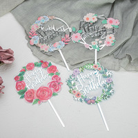 Kuchen dekorieren liefert Gold Cake Topper Acryl Blume Alles Gute zum Geburtstag Brief Cake Topper zum Geburtstag