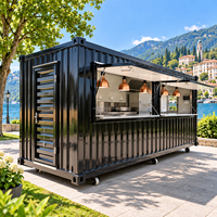 Bar en conteneur modulaire de 20 pieds, cuisine modulaire extérieure en conteneur pour entreprise de restauration rapide (BBQ, burgers) à vendre