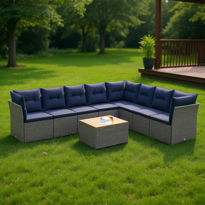Set di Divani da Giardino in Polyrattan Grigio, 11 Pezzi, Arredamento da Esterno Resistente alle Intemperie, Design Contemporaneo - Product Image 2