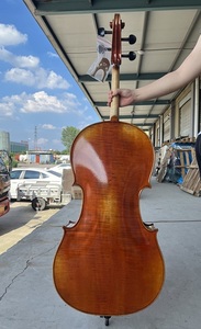 Cello professionnel Sinomusik avec étiquette personnalisée, son de qualité, instrument à cordes, peint à la main à l'huile, érable flammé rouge brun, table en épicéa sculptée - Product Image 3