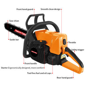 เลื่อยโซ่ยนต์ Tmaxtool คุณภาพสูง 45.5 ซีซี 2200 วัตต์ แบบมือถือ เครื่องยนต์เบนซิน สองจังหวะ ขนาด 18 นิ้ว สำหรับงานไม้ - Product Image 2