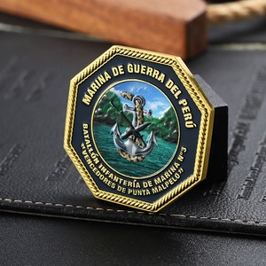 <span class=keywords><strong>Monedas</strong></span> de diseño de esmalte de ancla hexagonal con impresión en aerosol de color dorado - Product Image 5