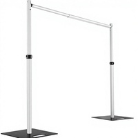 Kit de support de toile de fond en aluminium et fer réglable Roche Heavy Duty 10x10 pieds pour fêtes, événements, salons professionnels, décoration de mariage