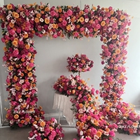 Fournitures de décoration d'événement 80 cm Boule de fleurs Bouquet de fleurs d'allée Arrangement de fleurs roses et orange Centre de table de mariage