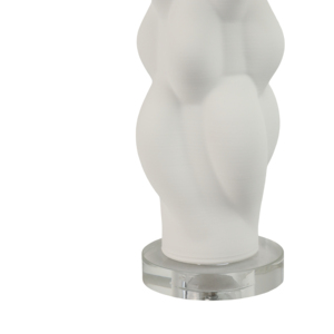 Lampada da Tavolo 3D Scolpita con Base in Gres e Paralume Classico in Tessuto, Decorativa per Camera da Letto e Soggiorno - Product Image 5