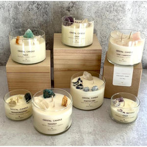 Bougie parfumée au <span class=keywords><strong>bois</strong></span> de santal populaire avec boîte en <span class=keywords><strong>bois</strong></span> de haute qualité, pierre de cristal, porte-bougie d'aromathérapie, décoration d'intérieur - Product Image 3