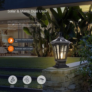 Lumière solaire moderne de pilier de porte de LED pour l'entrée de route de barrière de pelouse de jardin ou l'éclairage extérieur de base du corps E27 de verre de cour - Product Image 3