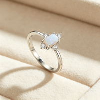 Bague en argent sterling 925 en gros avec opale rectangulaire et accent en zircon cubique, bijou élégant pour femme