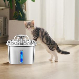 Fontaine à eau pour animaux de compagnie en acier inoxydable de qualité alimentaire 2,6 L, ultra silencieuse, abreuvoir automatique pour chat et chien, système de filtration circulante - Product Image 3