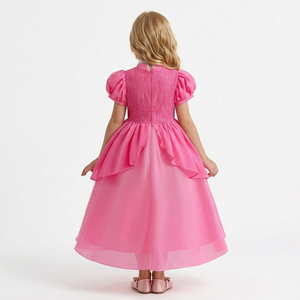 ชุดเจ้าหญิงพีชซูเปอร์มาริโอสำหรับเด็กผู้หญิง ชุดเดรสเจ้าหญิงสีชมพูสดใส แขนพองฟู สำหรับงานวันเกิด ฮาโลวีน และคอสเพลย์ - Product Image 3