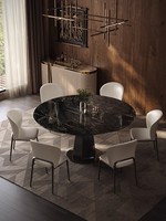 Table à manger ronde extensible en marbre de qualité supérieure 2026 avec base conique et 6 chaises de luxe – Comptoirs haut de gamme en promotion