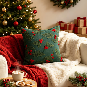 Fodera per <span class=keywords><strong>cuscino</strong></span> in ciniglia ricamata con albero di Natale, <span class=keywords><strong>verde</strong></span>, in peluche, decorativa per divano, per soggiorno - Product Image 6