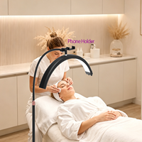Lampe de sol demi-lune 320 LED en aluminium avec support de téléphone, température de couleur 2700K-5600K pour maquillage, cils et ongles