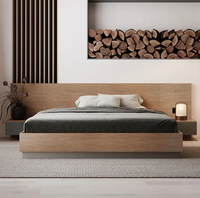 Lit tatami moderne en MDF de taille king avec tiroir et rangement-Ensemble chambre double en bois simple