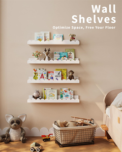 Set di 4 Mensole Galleggianti Bianche Montessori per <span class=keywords><strong>Cameretta</strong></span> Bambini Decorazione Asilo Mensole a Parete con Bordi Ondulati - Product Image 4