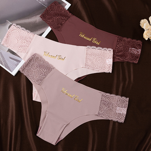 Dames Mid-Rise Kant Slipje Gebreide Alledaagse Groothandel Ondergoed Naadloze Mid-Rise Logo Op Taille - Product Image 3