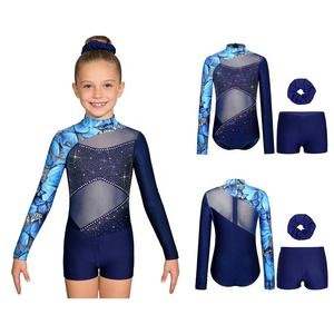 Tenue de danse pour filles de 6 à 16 ans, fabricant de vêtements de gymnastique, justaucorps avec short et bandeau, ensembles pour spectacles et compétitions - Product Image 3