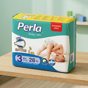 ผ้าอ้อมสำเร็จรูป PERLA เบอร์ 3 ขนาดกลาง 4 ชั้น ผ้าไม่ถักทอ พิมพ์ลาย 22-32 ปอนด์ ป้องกันการรั่วซึม ผิวสัมผัสแห้ง - Product Image 2