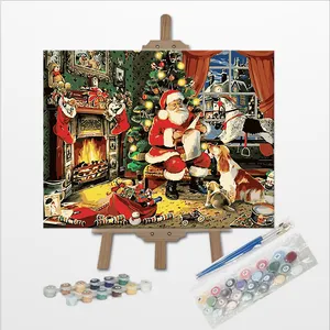 ペイントミキサーアート Suppliers-卸売カスタムメイド手作り雪だるまクリスマス家庭用品油絵壁アートデジタルDiy絵画キャンバス