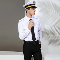 Chemise d'uniforme d'aviation blanche pour homme, style pilote, pour utilisation en avion