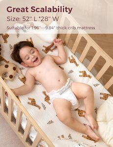 100% di cotone mussola per culla per bambini Set 2 pezzi morbido e traspirante e resistente con stampa giraffa <span class=keywords><strong>bianca</strong></span> copri materasso per culla - Product Image 6