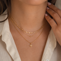 Collier pendentif étoile et croissant de lune superposés en acier inoxydable 316L, bijoux célestes étincelants pour femmes, vente en gros