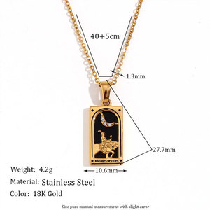 Collar de Moda Vintage de Acero Inoxidable 316L Resistente al Agua y al Deslustre, Chapado en Oro de 14k y 18k, con Colgante de Carta del <span class=keywords><strong>Tarot</strong></span> para Mujer - Product Image 2