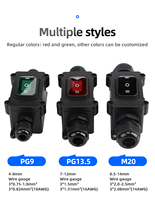 Interrupteur à bascule en ligne étanche IP65 16A avec lumière LED verte 2 positions marche-arrêt industriel deux vitesses quatre broches certifié CQC