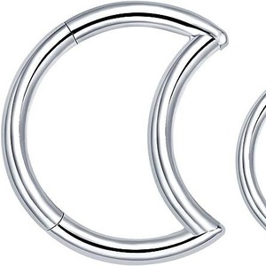 Stainless Steel Crescent Moon Hinged <b>Ring</b> | Gold PVD Plated Hypoallergenic Body Jewelry for <b>Nose</b>, Septum & Ear Piercings - Product Image 3