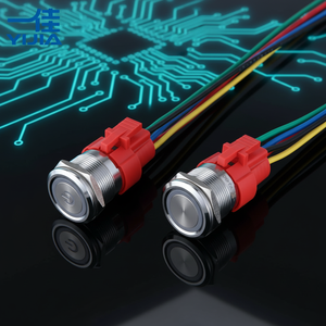 Pulsante a Pressione Illuminato in Metallo <span class=keywords><strong>da</strong></span> 22mm, Interruttore Luminoso 1NO1NC, Lampada in Acciaio Inox Rivestito in Ottone Cromato, IP65 Impermeabile, per Arduino - Product Image 2